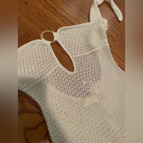 MONTEGO BANDEAU DRESS - IVORY LUREX LACE CROCHET Size P - Picture 7 of 12